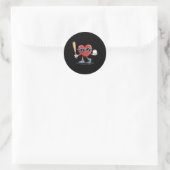 Grappige Hart Baseball Speler Valentijnsdag Kind B Ronde Sticker (Tas)