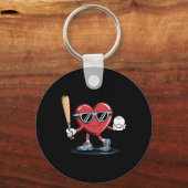 Grappige Hart Baseball Speler Valentijnsdag Kind B Sleutelhanger (Voorkant)