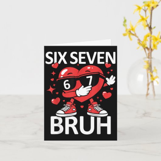 Grappige Hart Dab 67 Valentijn Bruh Zes Zeven Meme Kaart (Gele Bloem)