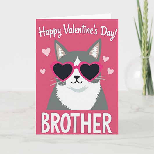 Grappige Hart Kat Valentijn Broer Kaart (Voorkant)