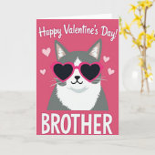 Grappige Hart Kat Valentijn Broer Kaart (Gele Bloem)