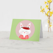 Grappige Hartjes Konijn Wenskaart Kaart (Gele Bloem)