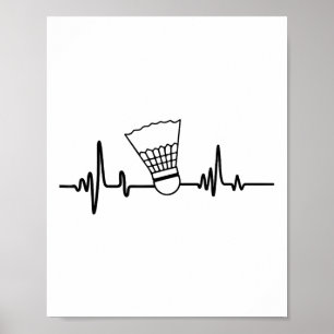 Grappige hartslag Badminton Shuttle Sports Poster