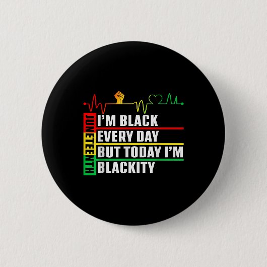 Grappige hartslag Blackity Black Juneteenth Pride Ronde Button 5,7 Cm (Voorkant)