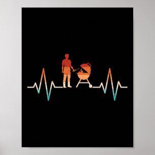 Grappige hartslag Grillen Barbecue Grill Lover BBQ Poster