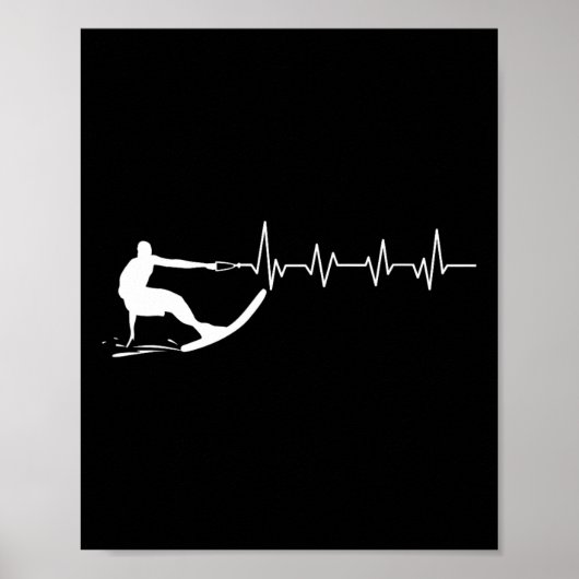 Grappige Hartslag Waterski Cadeau Cool Waterskiër Poster (Voorkant)
