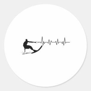 Grappige Hartslag Waterski Cadeau Koele Waterskiër Ronde Sticker