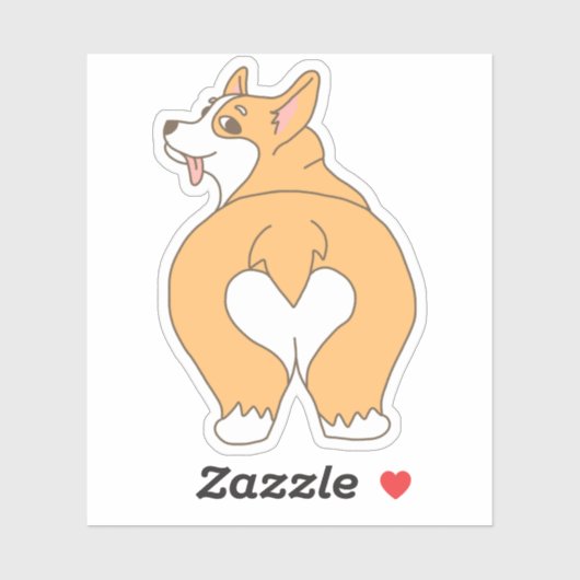 Grappige hartvormige Corgi Butt Drawing Sticker (Vel)