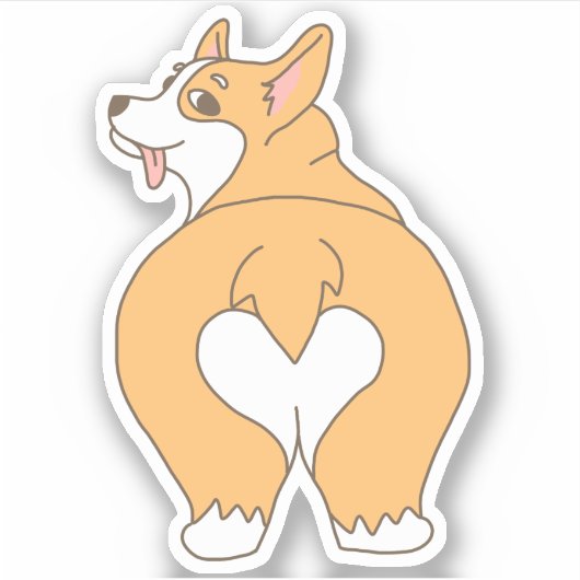 Grappige hartvormige Corgi Butt Drawing Sticker (Voorkant)