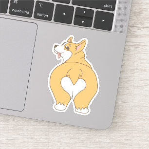 Grappige hartvormige Corgi Butt Drawing Sticker