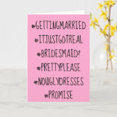Grappige Hashtag Bruidsmeisje Voorstelkaart Kaart (Gele Bloem)