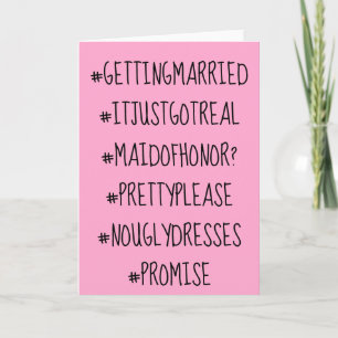 Grappige hashtag Maid of Honor Kaart