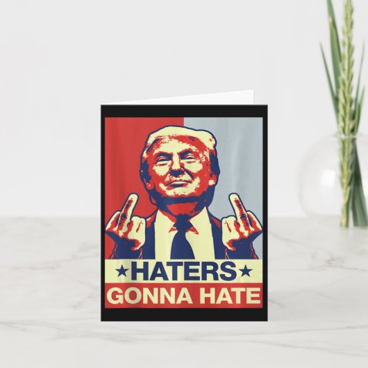 Grappige Haters gaan Donald Trump middelvinger hat Kaart (Voorkant)