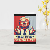 Grappige Haters gaan Donald Trump middelvinger hat Kaart (Gele Bloem)