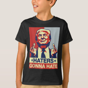 Grappige Haters gaan Donald Trump middelvinger hat T-shirt