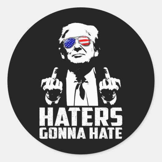 Grappige Haters gaan President Donald Trump Mid ha Ronde Sticker (Voorkant)