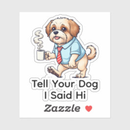 Grappige Havanese hond Zakelijke Kleding Koffie Sticker
