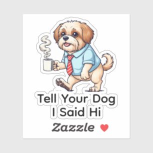 Grappige Havanese hond Zakelijke Kleding Koffie Sticker