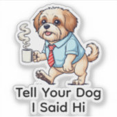 Grappige Havanese hond Zakelijke Kleding Koffie Sticker (Voorkant)
