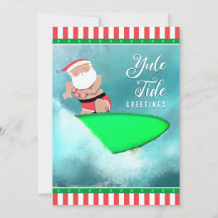 Grappige Hawaï Surfen Strand Kerstkaarten Feestdagenkaart
