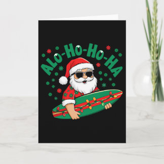Grappige Hawaiaanse Alo-ho-ho-ha Kerstman Surft Ke Kaart