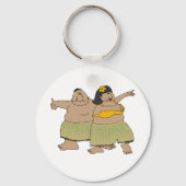 Grappige Hawaïaanse Hula Dansers Cartoon Sleutelhanger (Voorkant)