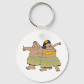 Grappige Hawaïaanse Hula Dansers Cartoon Sleutelhanger (Achterkant)