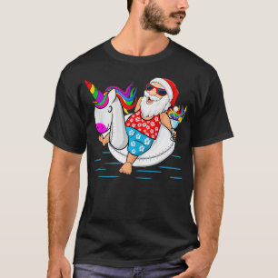 Grappige Hawaïaanse Santa Eenhoorn Zwemmen Zomer K T-shirt