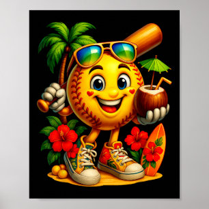 Grappige Hawaii Softll Ll Hawaïaanse Tropische Zom Poster