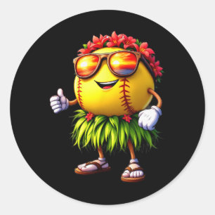 Grappige Hawaii Softll Ll Hawaïaanse Tropische Zom Ronde Sticker