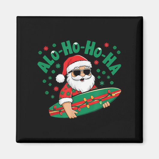 Grappige Hawaiiaanse Alo-ho-ho-ha Santa Surfing Ke Magneet (Voorkant)