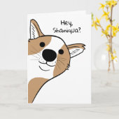 Grappige Hé jij hond "Ik hou van je" Kaart (Gele Bloem)