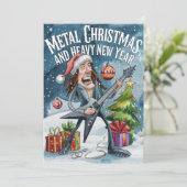 Grappige Heavy Metal Kerstkaart (Staand voorkant)