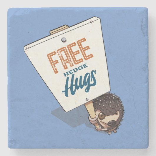 Grappige Hedgehog Gratis Hedge Hugs Picket Sign Ca Stenen Onderzetter (Voorkant)