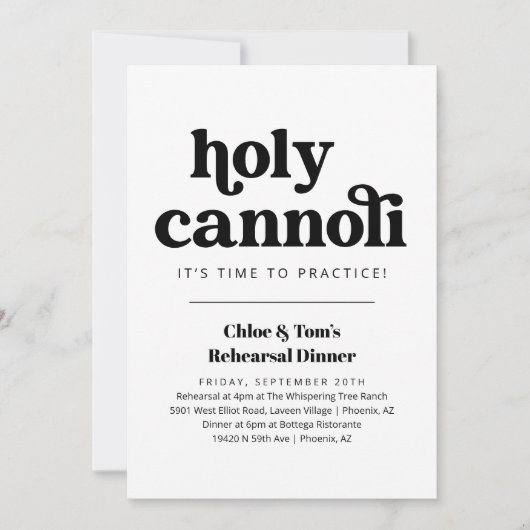 Grappige Heilige Cannoli repetitie diner uitnodigi Kaart (Voorkant)