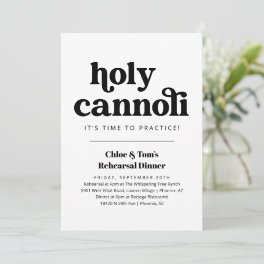 Grappige Heilige Cannoli repetitie diner uitnodigi Kaart (Staand voorkant)