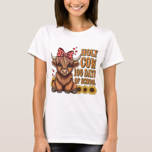 Grappige Heilige Koe 100 Dagen van School Western T-shirt