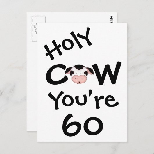 Grappige Heilige Koe Je bent 60 jaar humoristisch Briefkaart (Voorkant / Achterkant)