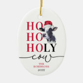 Grappige Heilige Koe Kerstmis Keramisch Ornament (Voorkant)