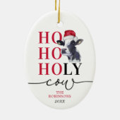 Grappige Heilige Koe Kerstmis Keramisch Ornament (Achterkant)