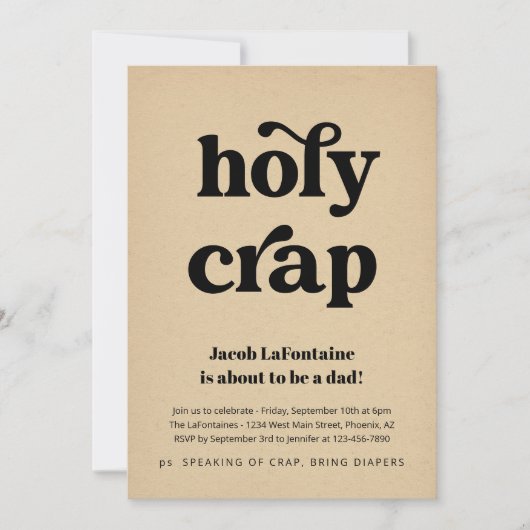 Grappige Heilige Koe Papa Luier Feest Uitnodiging (Voorkant)