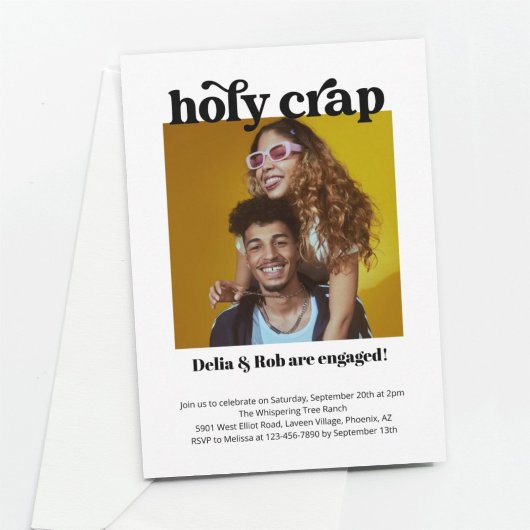 Grappige heilige onzin verlovingsfeestfoto kaart