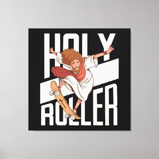 Grappige Heilige Roller Skateboarding Jezus Canvas Afdruk (Voorkant)