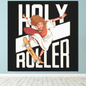 Grappige Heilige Roller Skateboarding Jezus Canvas Afdruk (Insitu (Houten vloer))