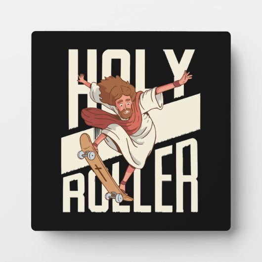 Grappige Heilige Roller Skateboarding Jezus Fotoplaat (Voorkant)