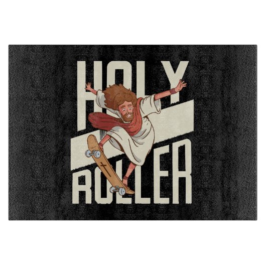 Grappige Heilige Rolletje Skateboarden Jezus Snijplank (Voorkant)