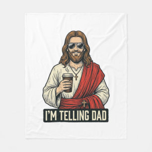 Grappige Heilige Vader Koffie Vintage Gravure Shir Fleece Deken