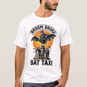 Grappige Hek Halloween Bezem Gebroken Vleermuisrit T-shirt