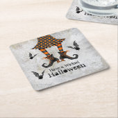 Grappige heks benen en vleermuizen boze Halloween Kartonnen Onderzetters (Schuin)