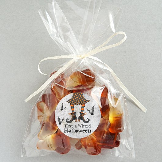 Grappige heks benen en vleermuizen boze Halloween Ronde Sticker